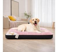 KISAA Living Orthopaedic Large Dog Bed Washable - Calming Crate Mattress with Non Slip Base - Soft & Fluffy Anti-Anxiety Deluxe Plush Dog Beds - Ideal for small, medium, large dogs (Pink, L)