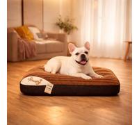 KISAA Living Orthopaedic Large Dog Bed Washable - Calming Crate Mattress with Non Slip Base - Soft & Fluffy Anti-Anxiety Deluxe Plush Dog Beds - Ideal for small, medium, large dogs (Brown, S)