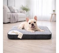 KISAA Living Orthopaedic Large Dog Bed Washable - Calming Crate Mattress with Non Slip Base - Soft & Fluffy Anti-Anxiety Deluxe Plush Dog Beds - Ideal for small, medium, large dogs (Silver, S)