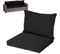 KISAA Living Replacement Rattan Cushion Seat Pads, (6-Pieces) 3-Seater Sofa Set (3 Seat Pads, 3 Back Cushions), Water Resistant Outdoor Patio Garden Furniture Seating (Black, For 3-Seater)