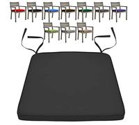 KISAA Living Water-Resistant And Comfortable Chair Cushions Seat Pads With Ties For Indoor And Outdoor, Removable Cover, Use In Your Home, Garden, Office And Coffee Shop (44cm x 50cm x 5cm, Black)