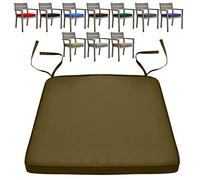 KISAA Living Water-Resistant And Comfortable Chair Cushions Seat Pads With Ties For Indoor And Outdoor, Removable Cover, Use In Your Home, Garden, Office And Coffee Shop (44cm x 50cm x 5cm, Brown)
