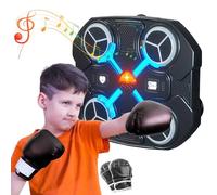 KISABAER Music Boxing Machine, Smart Music Boxing Machine with Boxing Gloves, Musical Boxing Machine Wall Mounted with Bluetooth & LED Light, 3-Level Speed, for Adult Kid Home Exercises (Black)