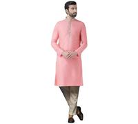 KISAH Men's Traditional Indian Ethnic Wear Kurta For Wedding & Festivals | | Size: | Ka-0338-44 Pink & Thanksgiving