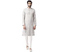 KISAH Men's Traditional Indian Ethnic Wear Kurta For Wedding & Festivals | White | Size: | Ka-0336-38 Whitemulticolour & Thanksgiving