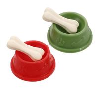 Kisangel 1:12 Scale 2 Sets Miniature Dog Food Bowls - Paw Print Tiny Plastic Pet Bowls with Bone for Dollhouse Pet Area Kids Pretend Play Dollhouse Accessories