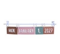 Kisangel 1 Set Boho Flip Calendar for Classroom: Minimalist Hanging Calendar Set with 55 2026-2029 Years Date Cards & Adjustable Rod for School, Bulletin Board, Whiteboard Decor