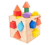 Kisangel 1 Set Box Shape Matching Cognitive Blocks for Early Education Playtime Solid Shape Sorter Smooth and Building for Developmental Learning Games