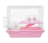 Kisangel 1 Set Dwarf Hamster Habitat Cage - 2-Layer Mini Mouse Cage with Feeding Bowl, Exercise Wheel, Slide, Water Bottle, Castle House for Small Pets Carrier