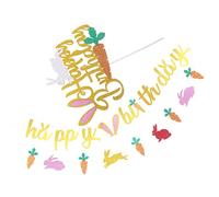 Kisangel 1 Set Easter Party Decoration Kit of Premium Banners Cupcake Toppers and Rabbit Themed Decor for Indoor Outdoor Celebrations for Creating Memorable Moments