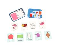 Kisangel 1 Set Educational Literacy Puzzle Shape Recognition Cards Tin Box Creative Playthings for Early Learning Cognitive Development Blue