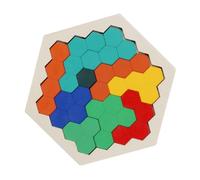 Kisangel 1 Set Hexagon Wooden Puzzle for Engaging Brain Teaser Enhances Creativity and Shape Analysis Safe Water Based Paint for Supervised Play and Learning