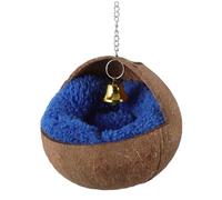 Kisangel 1 Set Lifelike Natural Coconuts Bird Nest with Warm Pad Bell for Parrots Budgies and Canaries Wear Resistant Hanging Bird House for Safe Shelter and Cozy Retreat