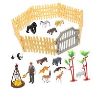 Kisangel 1 Set Miniature Farm Animal Figurines Playset Realistic Plastic Animal Models with Fence Educational Learning for Mini Gardens and Micro Landscapes