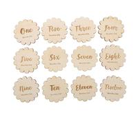 Kisangel 1 Set Monthly Milestone Cards Wooden Growth Announcement Non Chemical Engraved Signs for Newborn Photography Keepsakes Age Milestone Markers