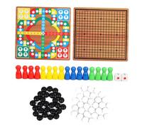 Kisangel 1 Set Multi Function Game Chess Wooden Flying Chess Educational Plaything for Family Fun Smooth Surface Total