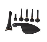 Kisangel 1 Set Professional Violin Parts Accessories Includes Chin Rest Tuning Pegs Endpin for DIY Violin Repair Durable Black Wood Craft