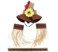 Kisangel 1 Set Scarecrow Costume Set for Adults & Kids, Wizard Straw KitHat Headband, Cuffs & Belt, Halloween Cosplay Dress Up Accessories for Witch Sorcerer Carnival Party