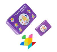 Kisangel 1 Set Wooden Tangram Geometrical Shape Puzzle for Educational Jigsaw with Storage Box Safe for Creative Play and Learning