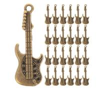 Kisangel 100pcs Miniature Guitar Pendant Zinc Alloy Retro Vintage Charm | Brown Finish, DIY Crafts and Decorating Items, Mini Metal Craft Accent for Hands-on Making