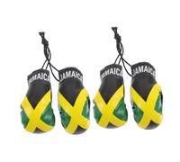 Kisangel 10cm Boxing Gloves Ornament Jamaica Flag Festive Decor Realistic Boxing Glove Pendant Car Mirror Accessory