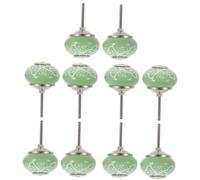 Kisangel 10Pcs Green Ceramic Cabinet Knobs 1.6 Inch Round Drawer Pull Handles for Kitchen Bathroom Cupboard Dressers, Decorative Circular Closet Door Knobs Replacement Hardware