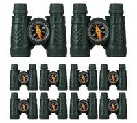 Kisangel 10pcs Kids Binoculars Multi Pack with Compass, Mini Pocket Telescope Set for Boys Girls, Black Lightweight Toy Binoculars for Birdwatching Outdoors, Childrens Camping Sightseeing