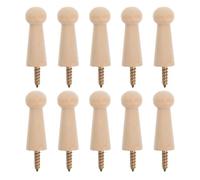 Kisangel 10pcs Screw-in Wooden Peg Hooks for Wall Mount, Rustic Beech Wood Hangers with Stable Weightbearing Design, for Bathroom and Bedroom Storage Organisation