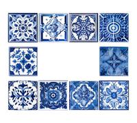 Kisangel 10Pcs Self Adhesive Tile Decals Morocco Style Decorative Stickers for Bathroom Kitchen Walls Peel and Apply
