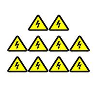 Kisangel 10pcs Triangle High Voltage Warning Sticker Heat Resistant Electric Shock Safety Label for Home Industrial Electrical Panels Yellow Lightning Symbol Self Adhesive