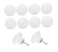 Kisangel 10pcs White Ceramic Knobs Round Cabinet Pulls Minimalist Dresser Handles for Kitchen Wardrobe Cupboards Classic Style Furniture Accessories