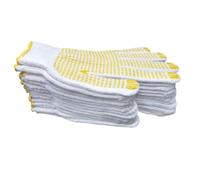 Kisangel 12 Pairs Thickened Wear-resistant Labour Protection Cotton Gloves with Yellow Dots Work Gloves for Building Mechanical Maintenance Mining Oil and Chemical Resistant