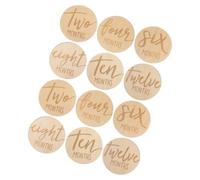 Kisangel 12 pcs Double-Sided Wooden Monthly Marker Discs Growth Progress Cards Round Photo Props for Newborns and Pregnancy Journey Recording