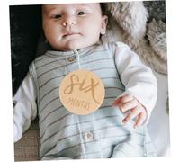 Kisangel 12 pcs Double-Sided Wooden Monthly Milestone Marker Discs Growth Progress Cards Round Photo Props for Newborns and Pregnancy Journey Recording
