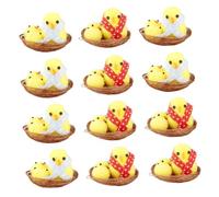 Kisangel 12 Pcs Mini Yellow Chick Decorations Realistic Simulation Easter Craft Models for Home and Office Party Favors Unique Teaching Playthings