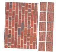 Kisangel 12 Sheets Scale Self-adhesive Dollhouse Wallpaper Realistic Red Brick Texture Peel and Stick Wall Cladding for Miniature Dollhouse Decoration Flexible and Easy to Trim Each