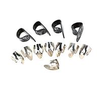 Kisangel 12Pcs Adjustable Guitar Finger Thumb Picks Set Durable Stainless Steel and Celluloid Rings Protect Fingers and Enhance Sound for Acoustic Classic Bass Banjo Stringed Instruments