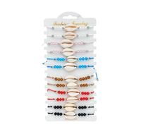 Kisangel 12pcs Beaded Bracelet, Crystal Shell Handwoven Set, Lightweight | Gift for Female Daily Use and Party, Fashion Colour, Delicate Workmanship, Clay Bracelet