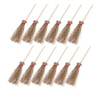 Kisangel 12pcs Large Mini Broomsticks with Red Rope Hanging Witch Broom Halloween Party Decoration Costume Accessories for Adults