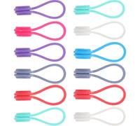 Kisangel 12pcs Magnetic Silicone Cable Wrappers Cord Holders Fastening Cable Ties with Sealed Design Assorted Colours for Home Management Random Color