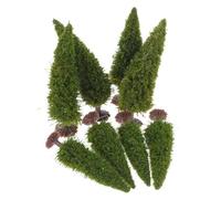 Kisangel 12pcs Miniature Green Pine Model Trees for DIY Landscape, Micro-landscape Simulation Pine Trees Set 9cm, 10cm, 12.5cm Sizes, Christmas Village Accessories for Model Railways
