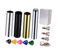 Kisangel 14pcs Guitar Slide Pick Set with Stainless Steel Slides and Synthetic Finger Picks for Beginners, Easy Storage in Metal Box, Guitar Accessory for Full and Real Sound