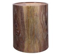 Kisangel 15l round Swing Lid Trash Can with Imitation Wood Grain Finish, Sturdy Pp Material Waste Bin for Office and Bedroom Use, Modern and Simple Design Garbage Container