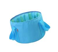 Kisangel 15l Soak Washbasin Outdoor Foldable Bucket Camping Bucket Waterproof Easy to Transport Blue Oxford Cloth Peva Hiking Portable