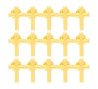 Kisangel 15pcs Christian Cross Lapel Pins: Religious Chaplain Brooch Tie Pins - Cross Brooch for Church Funeral First Communion Baptism, Men and Women, Golden