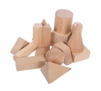 Kisangel 15pcs Geometric Solids 3d Wooden Shapes Wood Color Geometry Blocks Set Montessori Learning Toy Pattern Brick for Preschool Elementary Home Supplies