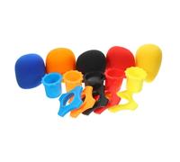 Kisangel 15pcs Microphone Accessory Set Mixed Color Foam Windscreens, Anti-roll Rings, and Bottom Covers, Stable Mic Protection for Podcasting, Singing, and Broadcasting Random Color