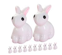 Kisangel 15pcs Miniature Rabbit Figurines Resin Mini Bunny Models for Garden Car Decor Compact Animal Ornaments with Cute Bunny Design for Micro Landscape and Fairy Dollhouse