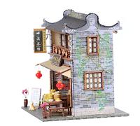 Kisangel 1Pc Chinese Style House Model DIY Kit Materials Easy Assembly Educational Fun for for Creative Play and Home Decoration