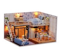 Kisangel 1PC DIY Miniature House Kit Creative Light for All Ages Easy Build Apartment for Family Fun and Imaginative Play Decoration for Rooms